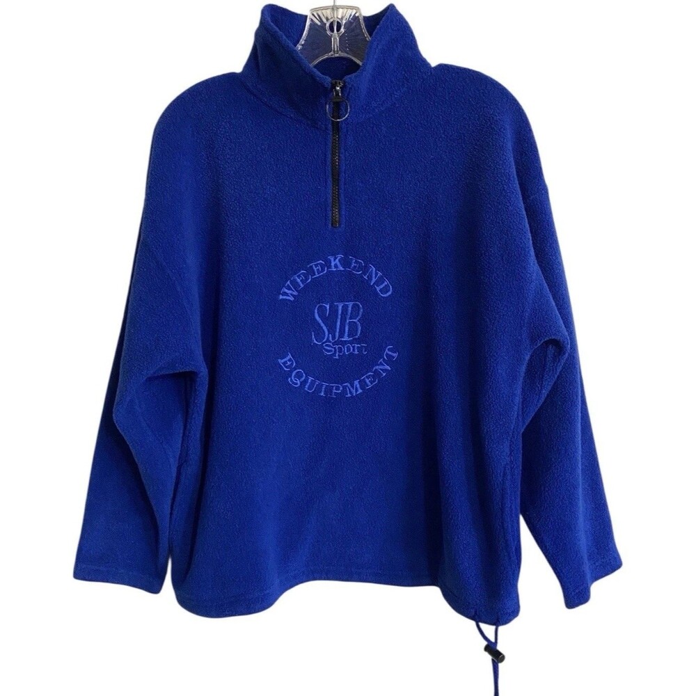 VTG 90s SJB Sport Fleece Pullover Size L Blue Outdoor Hiking Gorpcore Utility